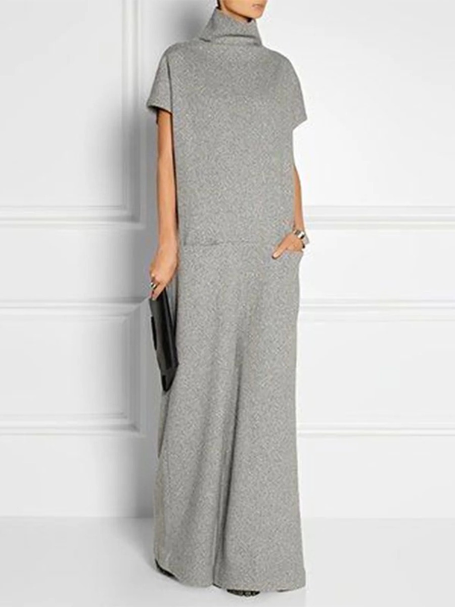 Women Formal Wear Zara - Freeacy Solid Gray Women's Casual Dress