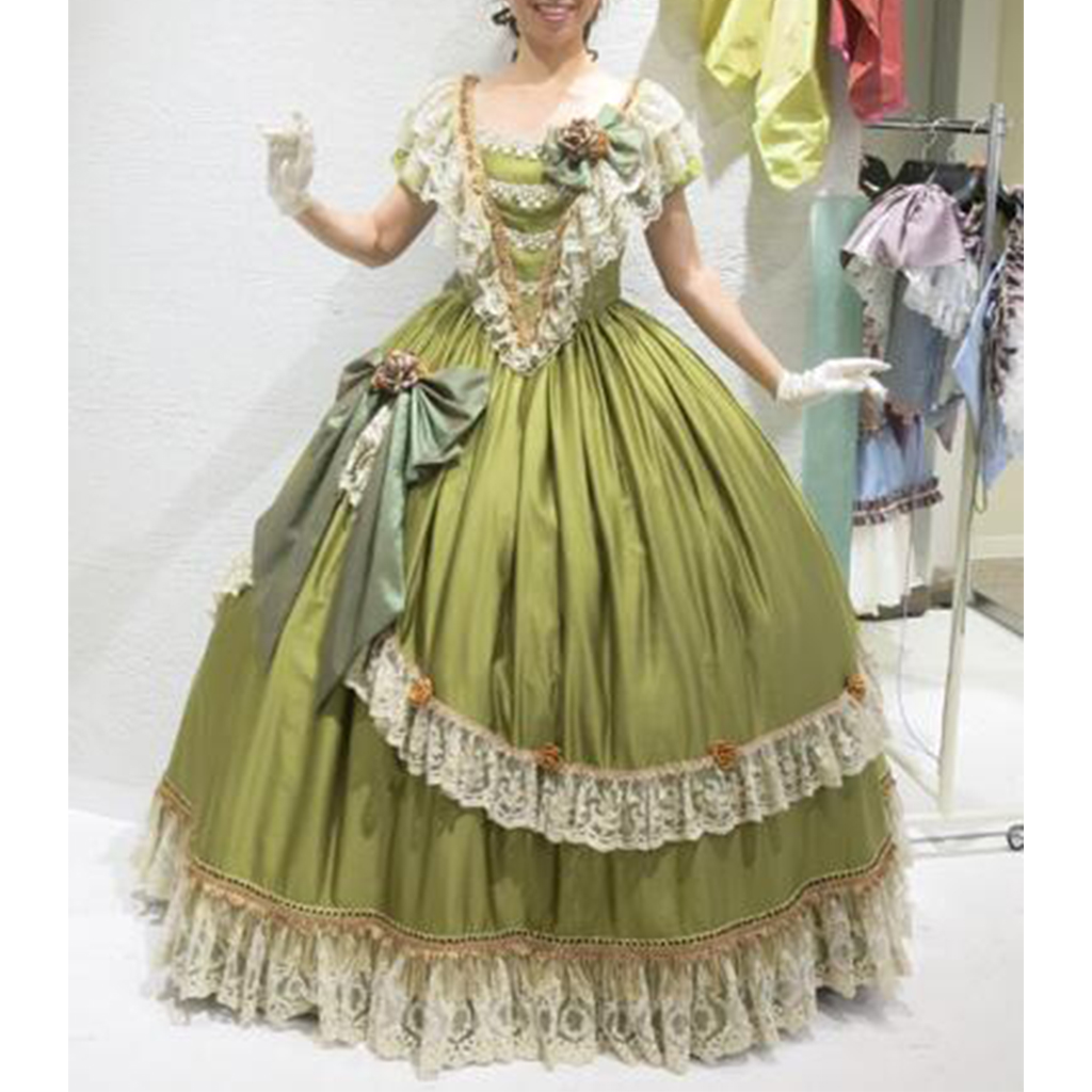 Victorian Women'S Formal Wear - Historical Victorian Princess Green Ball Gown