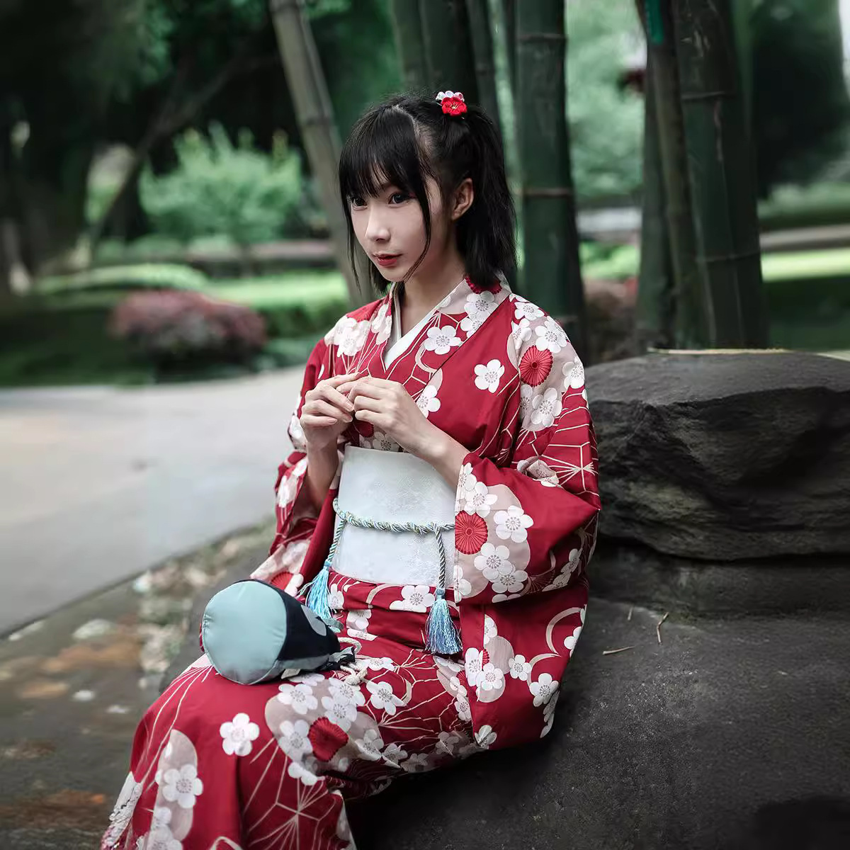 Women'S Formal Traditional Wear - Red Japanese Yukata Kimono Female Modified