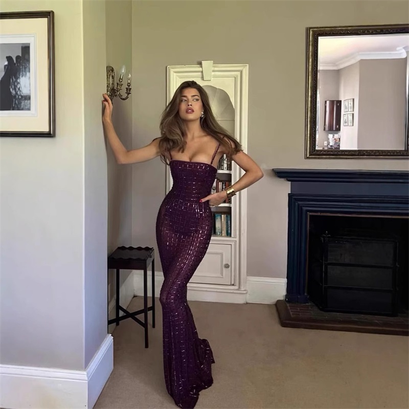 Women'S Red Formal Wear - Purple Crystal Women Prom Dress Sexy