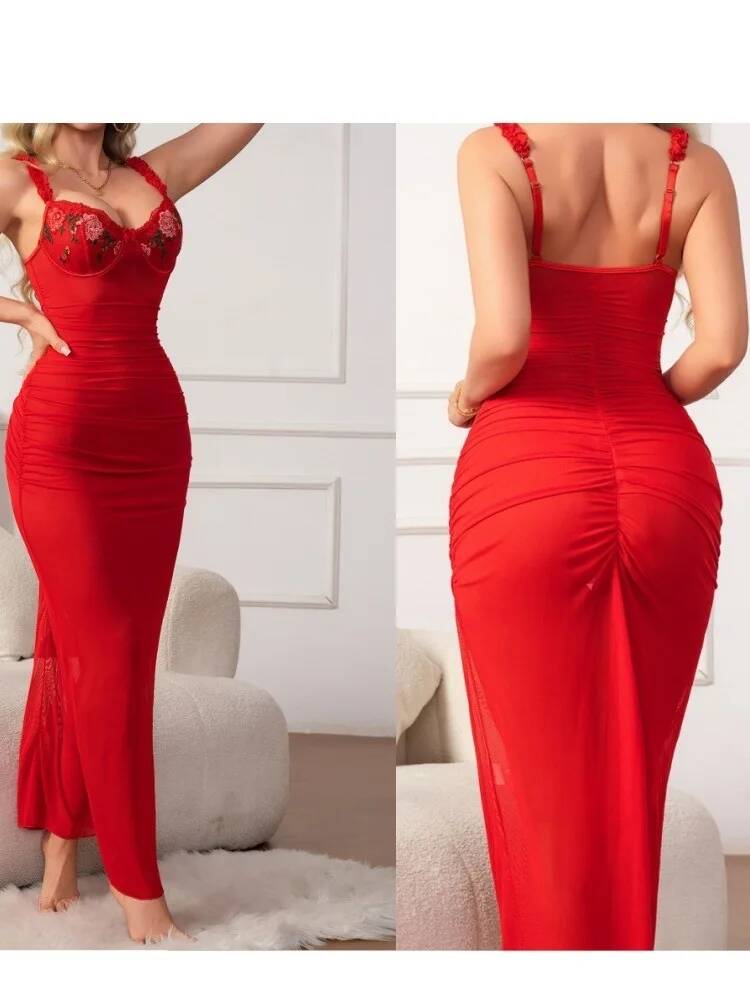 Red Ruched Dress With Strap Bo - огляд і ціна Women Formal Wear H&M