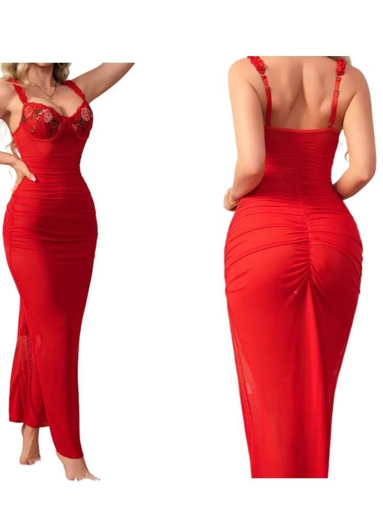 Red Ruched Dress With Strap Bo - огляд і ціна Women Formal Wear H&M