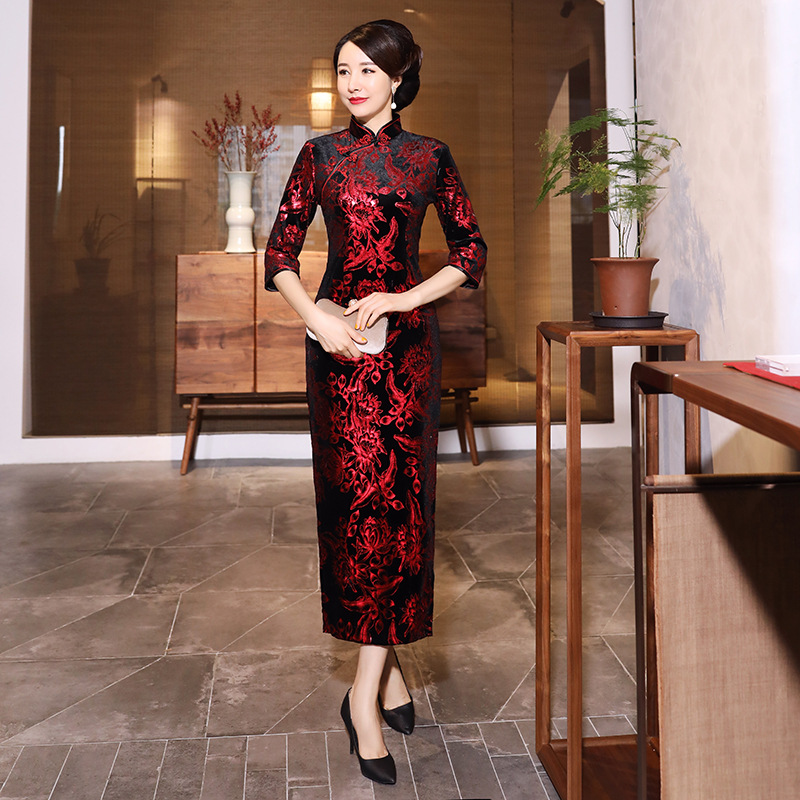 Qipao Woman Autumn Winter Luxu - огляд і ціна Women'S Red Formal Wear
